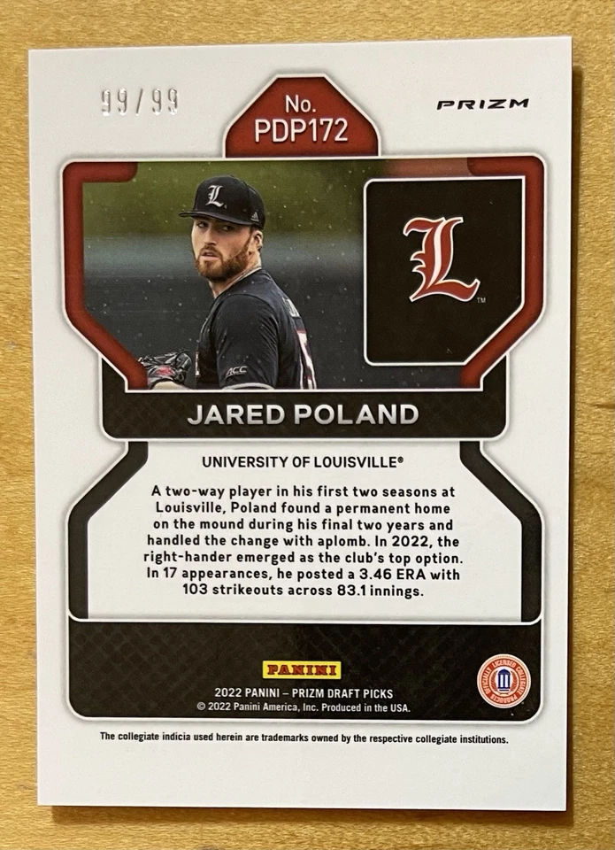 Jared Poland 2022 Panini Prizm Draft Picks Tiger Stripe Serial #99/99 Mint - Image 2 of 2