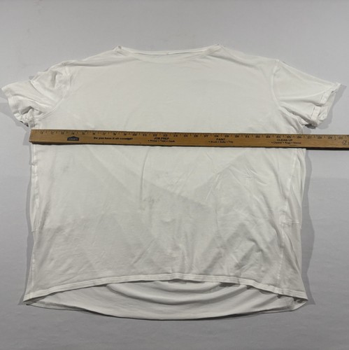 Lululemon Women White Cropped Tee Short Sleeve Boxy Relaxed Fit Casual Sz 14 - Picture 4 of 9
