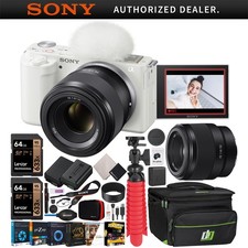 Sony ZV-E10 Mirrorless APS-C Vlog Camera Body + 50mm F1.8 Lens White Bundle