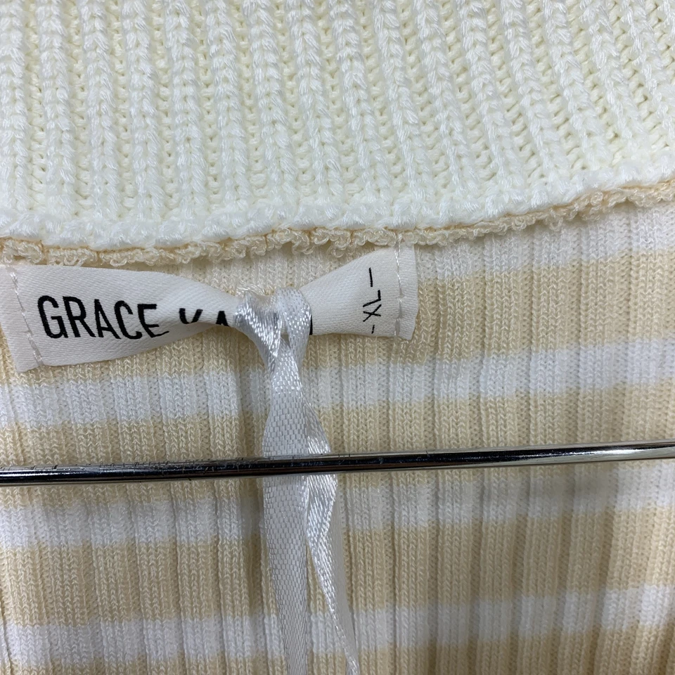 Vestido suéter informal de manga larga tejido con cuello en V talla XL marfil GRACE KARIN para mujer Foto 4 de 4