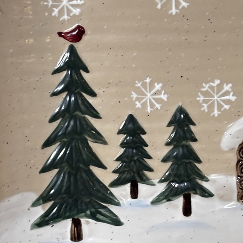 St. Nicholas Square Heartland 11" x 11" Platter Serving Tray Christmas Cabin - Picture 4 of 11