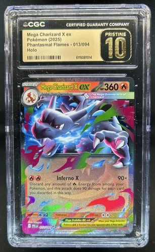 2025 Pokemon PFL Mega Charizard X ex Holo Double Rare #013/094 CGC 10 Pristine