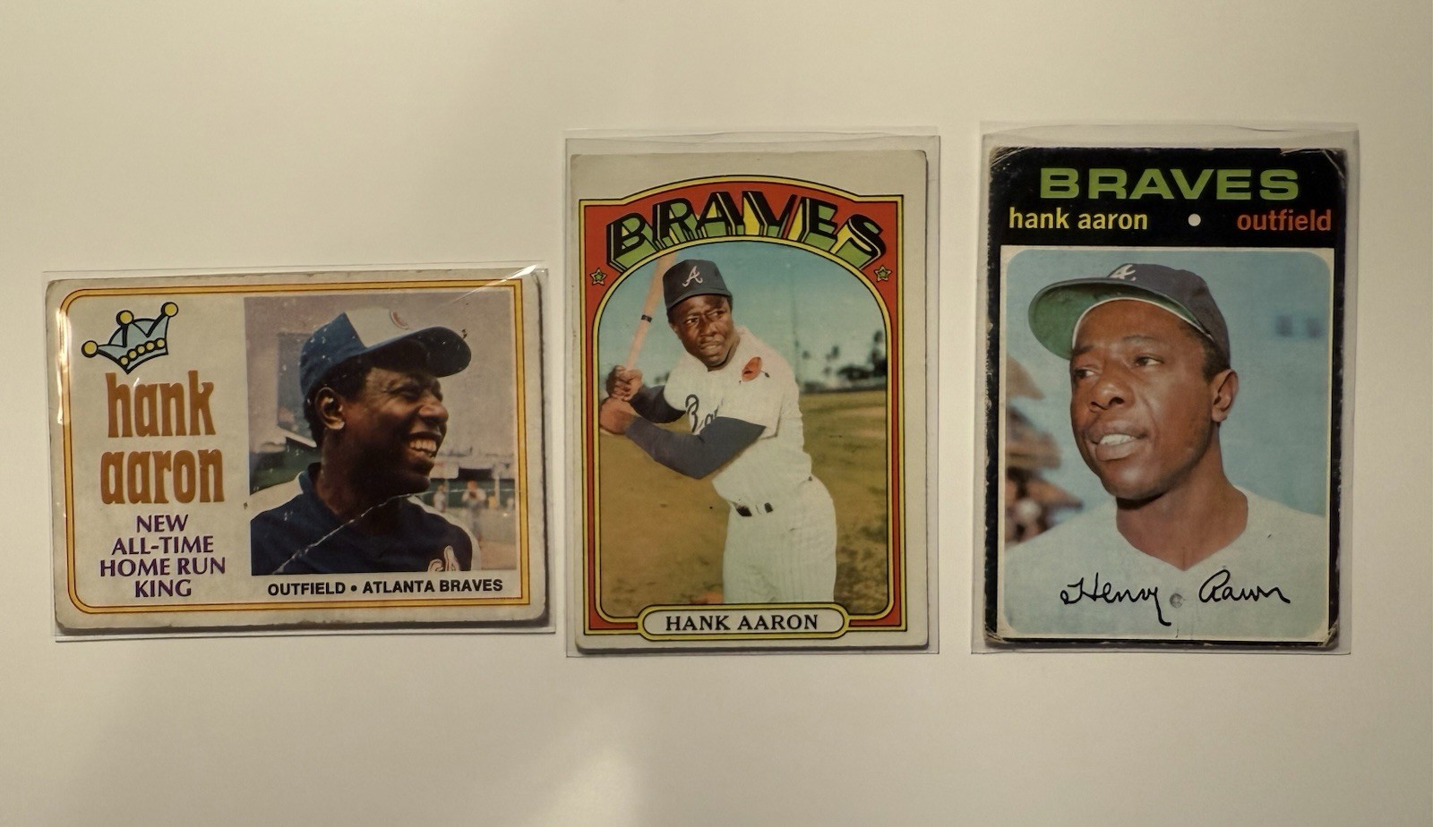 Lot Of 3 Topps 1971,  1972, and 1974 Hank Aaron,