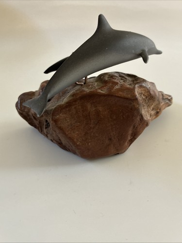 John Perry Studio Dos Delfines Marsopa Burl Madera Escultura Océano Mamá y Bebé - Imagen 4 de 7