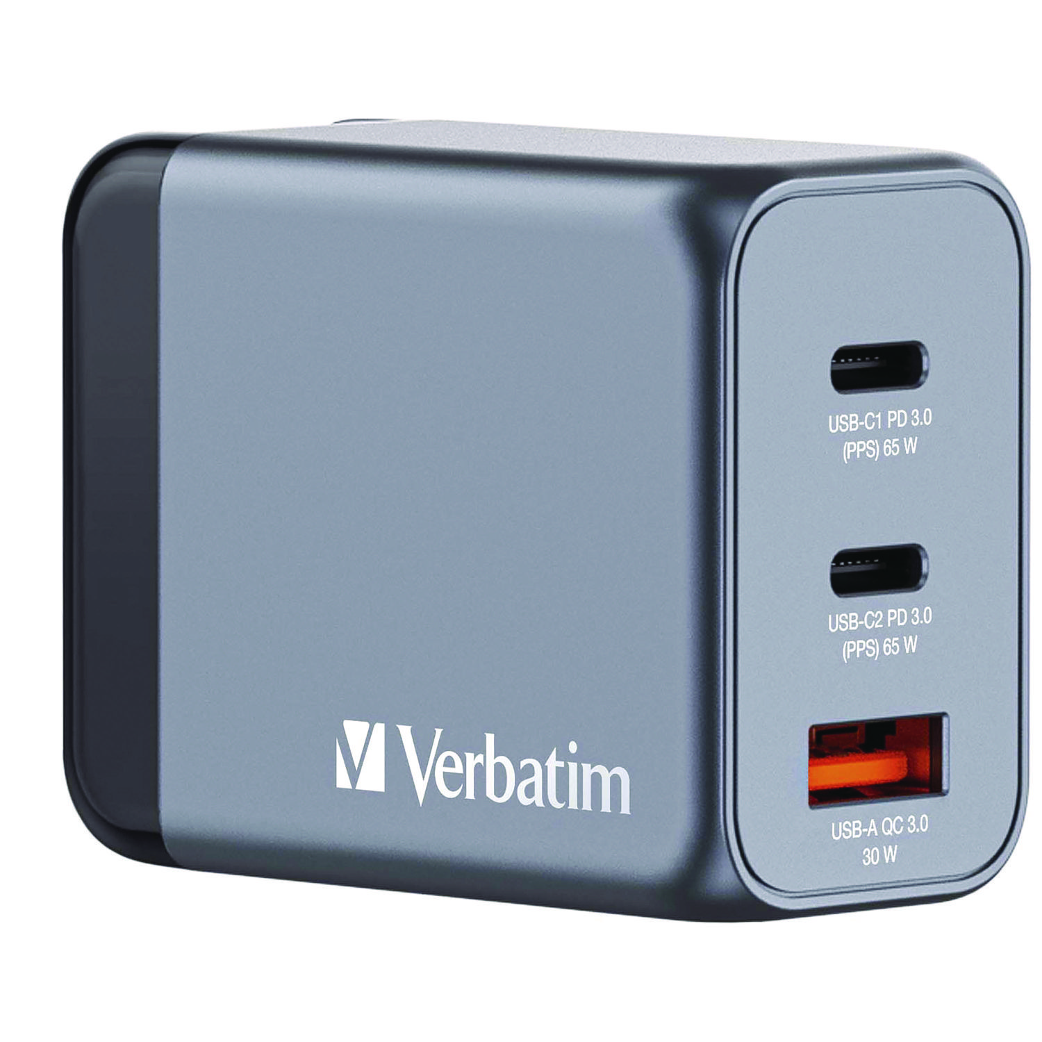 Настенное зарядное устройство Verbatim 32201 Gan мощностью 65 Вт с портами Usb-c и Pd Usb-a Qc 3.0