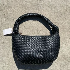 A New Day Womens Woven Hobo/Slouchy Style Shoulder Bag in Black NWT