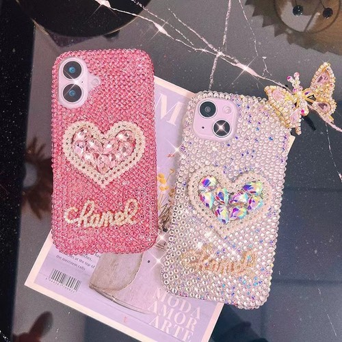 DIY Full Diamond Pearl Heart Case for iPhone 16/15 Pro Max, 14 Plus Crystal - Picture 3 of 18
