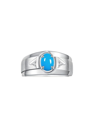 RYLOS Men's 7X5MM Gemstone & Diamond Ring in Sterling Silver, Sizes 8-13 - Picture 28 of 29