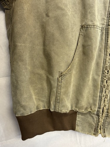 Vintage Carhartt J68 Hooded Jacket Duck Canvas Quilt Lined Y2K Brown RATTY WORN - Picture 6 of 22