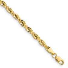 14K Yellow Gold 3.5mm Semi-Solid Rope Chain Necklace 24" 5.34gm