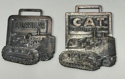 Vtg Caterpillar Bulldozer Watch Fob Construction Equipment Advertising lot of 2 - Picture 1 of 6