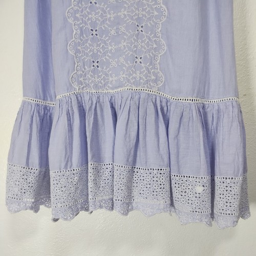 Joie Peasant Prairie Dress Periwinkle Ruffle Sz S Eyelet Lace Cottagecore FLAW - Picture 5 of 12