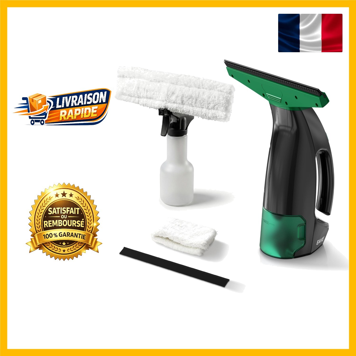 Nettoyeur vitre sans fil raclette large aspirateur fenêtres batterie longue durée