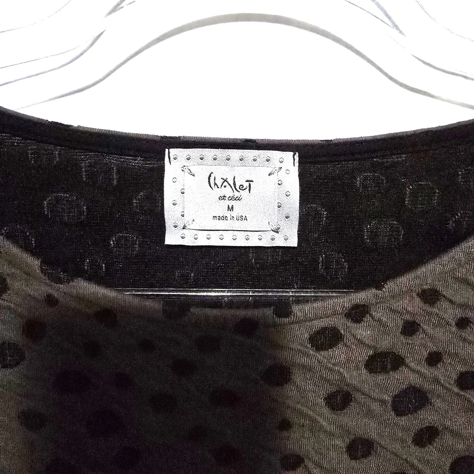 VETEMENTS Abito midi Chalet et Ceci a pois grigio nero misto cotone testurizzato Lagenlook M