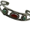 Vtg Sterling Silver Turquoise Coral Bracelet Cuff Southwest unmarked