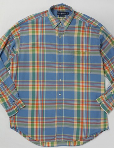 Polo Ralph Lauren 100% Cotton Blake Oxford Long Sleeve Shirt L Plaid 1990s - Picture 21 of 24