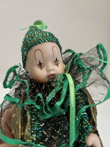 Clown Doll Show Stoppers Jester Collectible Porcelain 11” Tall Made in China - Picture 3 of 9