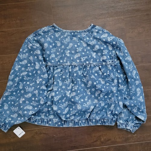 Free People Layla Printed Denim Jacket Womens S Floral Vintage Boho Festival 90s - Picture 3 of 8