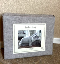 Southern Living Heirloom Linen King Bedskirt 79 x 80 w/18" Drop Grey $119 NWT