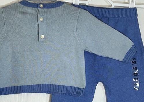 The Children' Place Baby Boy 6-9M Two Piece Sweater Outfit Blue Argyle Front NWT - Picture 8 of 9