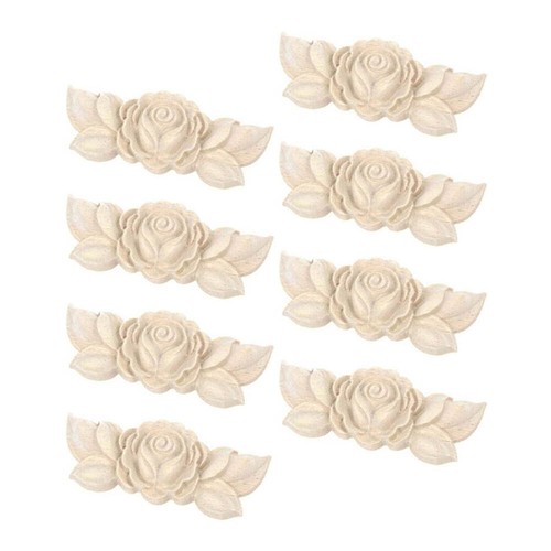 4/8/12X Wood Carved Flower Onlay Furniture Applique Decal Figurine Unpainted USA - Bild 8 von 13