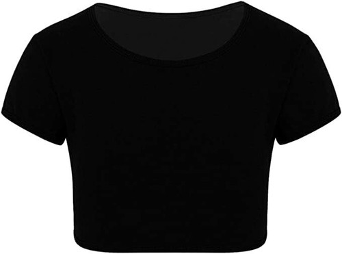 Girls Crop Top Plain Short Sleeves T-shirt Dance Tee Shirt 3-14 Years Neon Kids - Picture 7 of 13