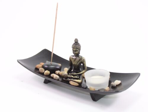 Quemador de incienso vela roca Buda jardín zen de mesa decoración del hogar regalo relajante - Imagen 2 de 6