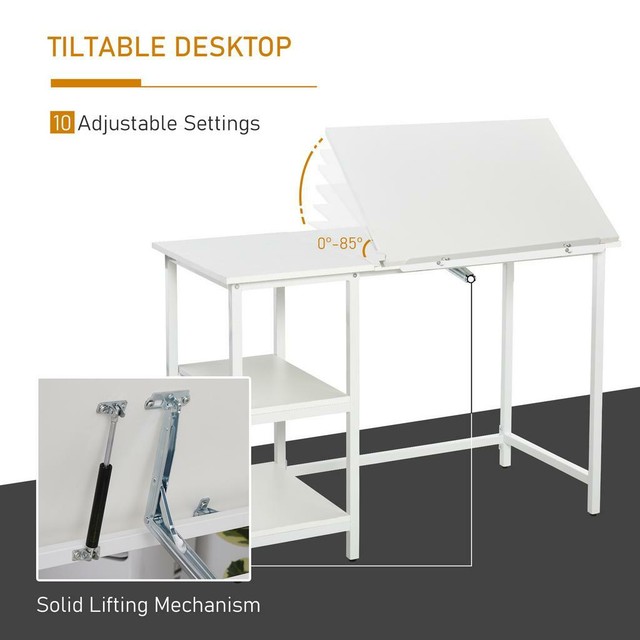 HOMCOM Computer Writing Desk Drafting Table with Adjustable Tiltable Tabletop Multi-Function Home Office Desk with Stora in Hobbies & Crafts - Image 4