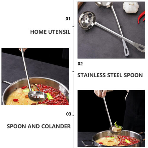 metal colander Stainless Steel Colander with Handle Skimmer Slotted - Picture 4 of 12