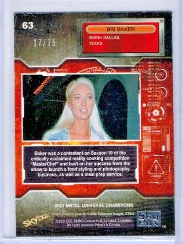 2021 SkyBox Metal Universe Champions Bri Baker Pink PMG #'ed 17/75 - Picture 2 of 2