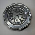 Pewterex Colonial Pewter Battery Operated Wall Clock "Tempus Fugit =Time Flies"