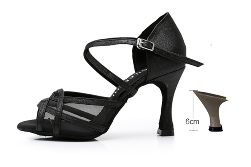 Latin Dance Shoes Flash Satin High Heel Salsa Performance Ballroom Dancing Shoes - Bild 10 von 21