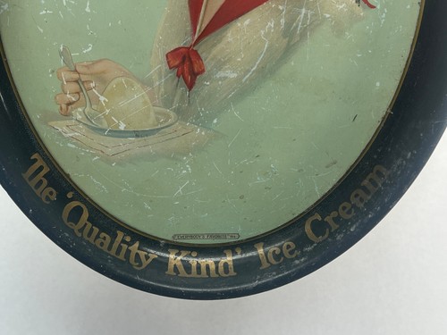 CORNING'S ANTIQUE ICE CREAM BEER TRAY VICTORIAN LADY THE QUALITY KIND ICE CREAM - Picture 3 of 8