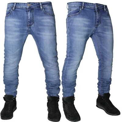 Jeans uomo Denim elasticizzato Slim fit pantaloni chiari casual 5 tasche 722