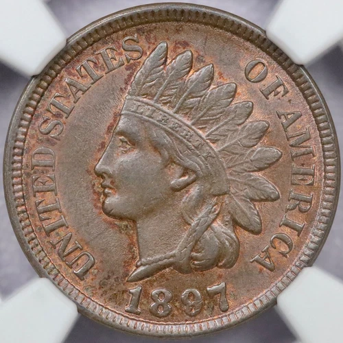 1897 1c Indian Head Cent - NGC MS 64 BN