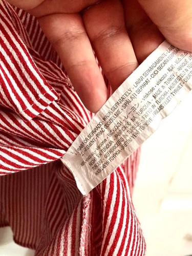 Zara Trafaluc Long Sleeve Red & White Nautical Striped Tiered Style Blouse 12 uk - Picture 10 of 14