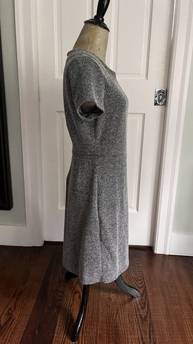 Banana Republic Short Sleeve Crew Neck Tweed Wool Stretch Dress Women's 4 Gray - Picture 9 of 13