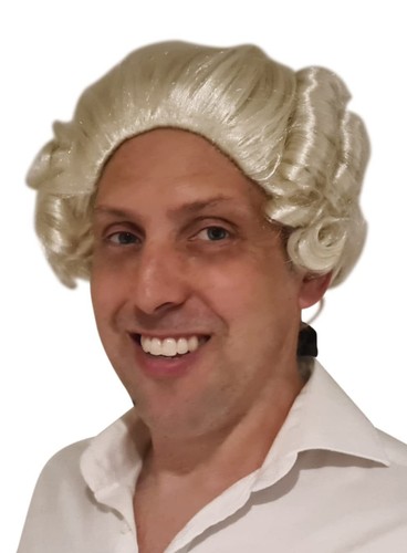 HandinHandCreations Colonial Lawyer Wig Long Wave White Judge Washington Hami... - Picture 2 of 5
