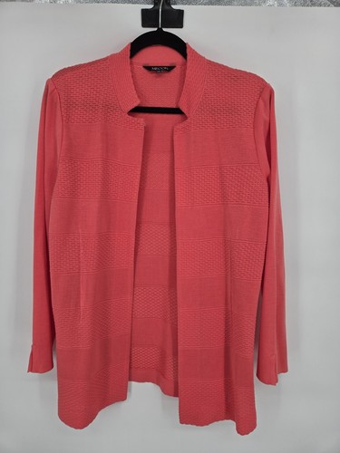 Cardigan maglione donna Misook taglia media maglia aperta acrilico pesca - Foto 2 di 6
