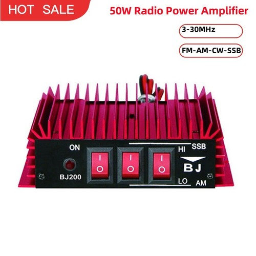 BJ-200 3-30MHz 50W Radio Power Amplifier HF 12-14V 14-20A Support FM-AM-CW-SSB