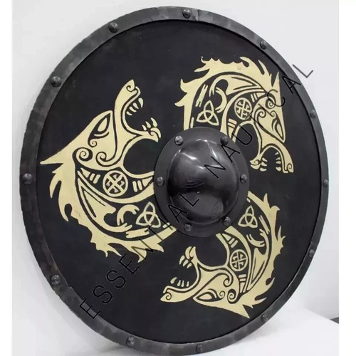 Medieval Shield Viking Shield 30" Wooden Shield Heavy Metal Fitted Designer gift - Picture 5 of 6
