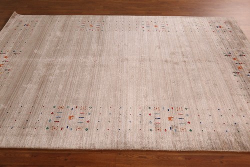 Artisan-made Beige Silk Gabbeh Rug Hand-knotted Carpet 6x9 ft. - Picture 12 of 19