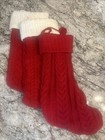 Set of 3 Red & Cream & Red Christmas Stocking 19"  & 18" All Red is Wondershop