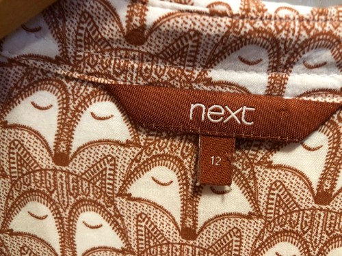 Next Brown Fox Print Blouse Size 12 - Picture 3 of 5