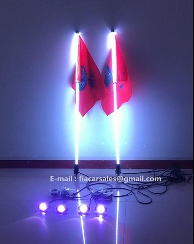 Pair 6FT Bluetooth RGB Color Change LED Whip Lights Sync with 4PCS Rock Lights - Picture 8 of 12