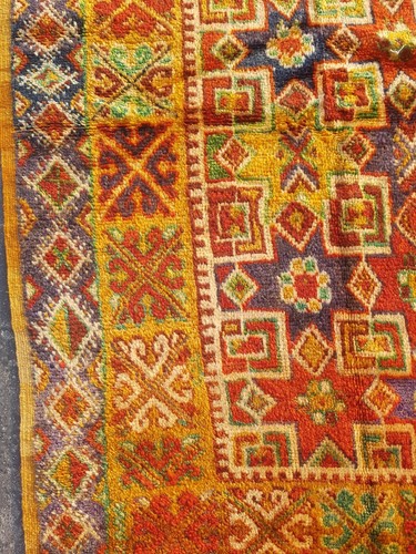 Tappeto lana multicolore orientale fatto a mano tradizionale afghano vintage 144x100 cm - Foto 9 di 16