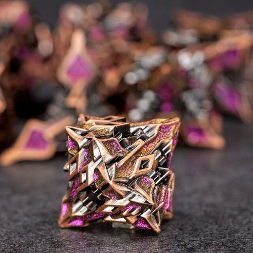 Sage's versteinertes Lilium Lila Metall Polyeder Würfel Set DnD RPG Spiele TTRPG - Bild 12 von 17