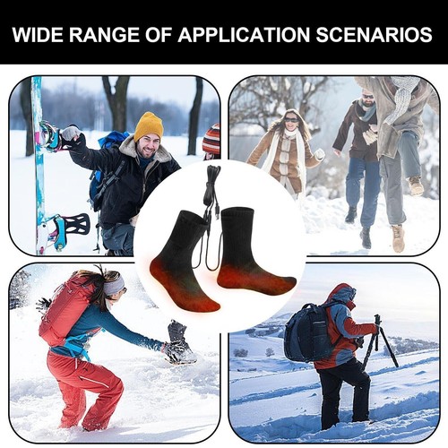 USB Electric Heated Sock Rechargeable Men Women Winter Thermal Boot Foot Warmer - Picture 2 of 12