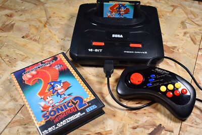 Sega Mega Drive 2 Konsole + Sonic 2 Quickshot Controller Gratis Versand GC