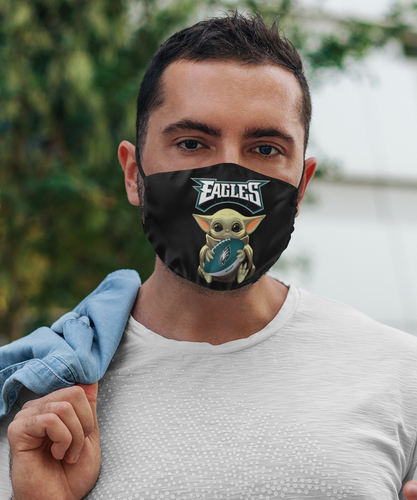 Máscara facial divertida de los Philadelphia Eagles NFL Baby Yoda EAGLES reutilizable lavable - Imagen 11 de 16
